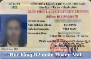 Học bằng lái xe ô tô hạng B2 quận Hoàng Mai