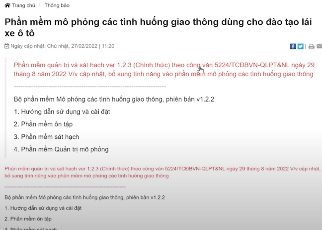 CẬP NHẬT PHẦN MỀM ÔN TẬP MÔ PHỎNG 1.2.3 120 câu hỏi tình huống